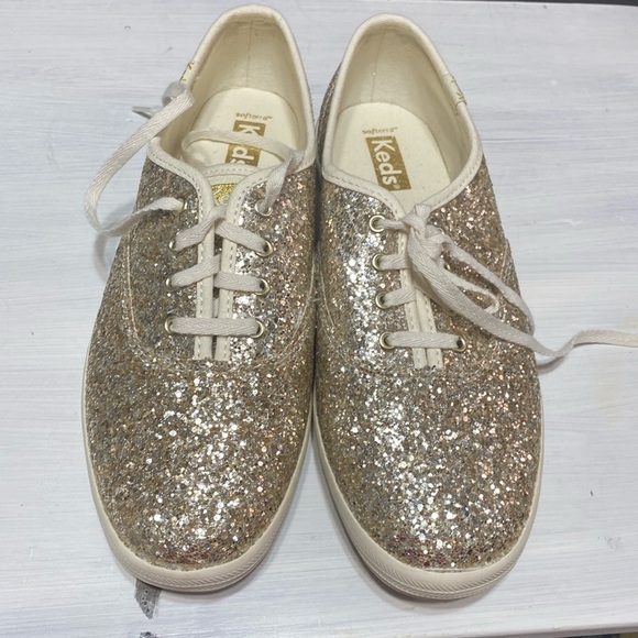 Gold glitter keds 7W womans shoes - Picture 1 of 9